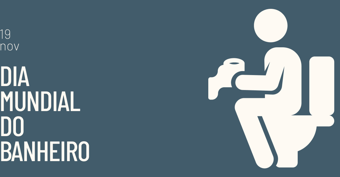 imagems mostra um ícone de um homem sentado na privada ao lado do nome do evento do Dia mundial do banheiro 2021